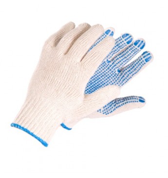 Knitted gloves with PVC, white, 700g, Size 13