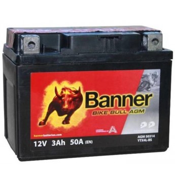 Aku Banner AGM 3Ah 40A Bike Bull 12V 114x71x86mm